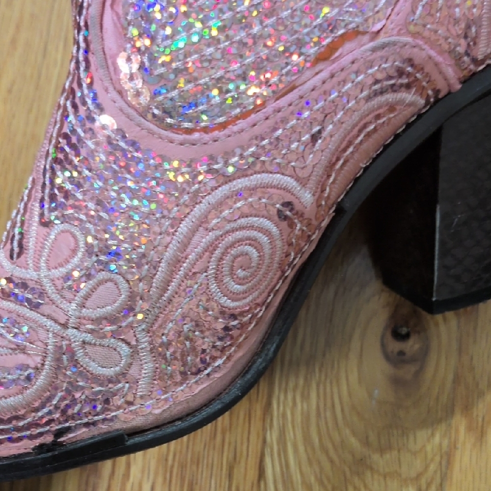 Helens Heart Beaded Pink Embellished Women's Ankle Booties - Picture 5 of 8